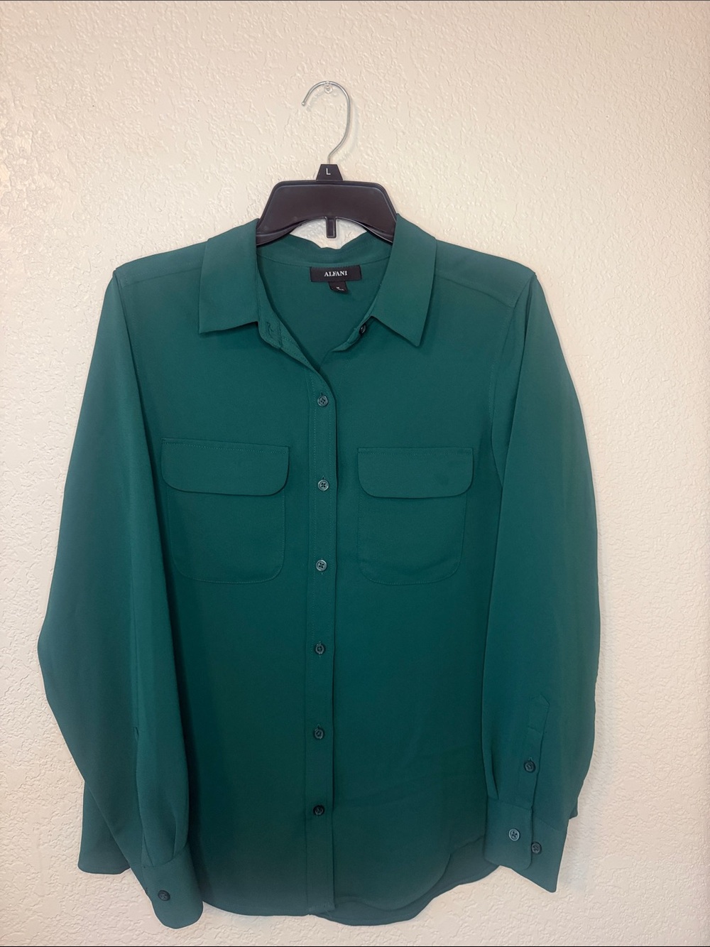 Alfani Emerald Green Button-Front Blouse